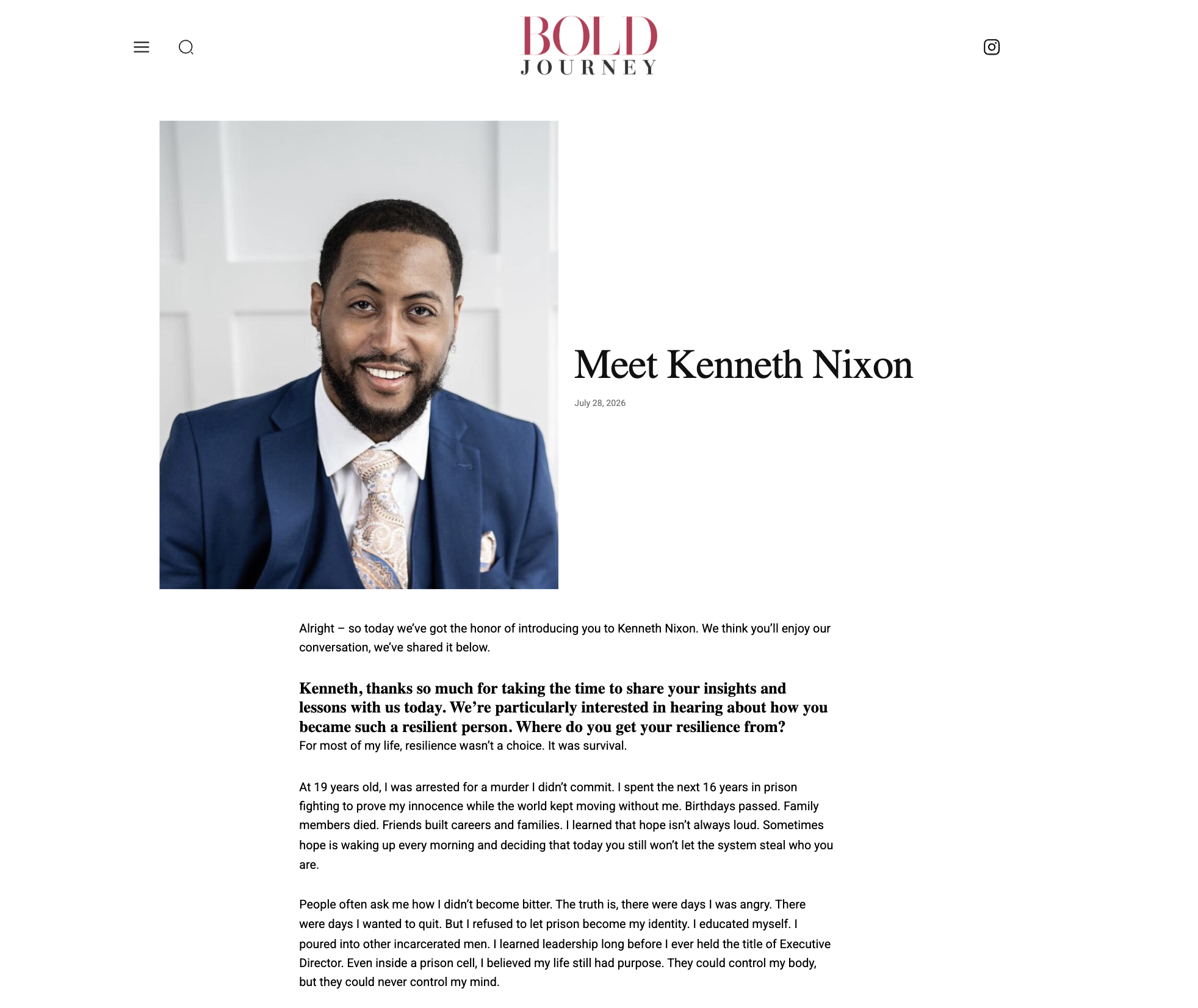 Meet Kenneth Nixon: Bold Journey